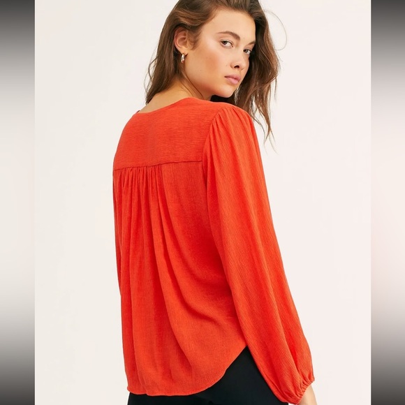 NWT Free People Wrap Front Top, Bright Red, Size Medium - Picture 3 of 9